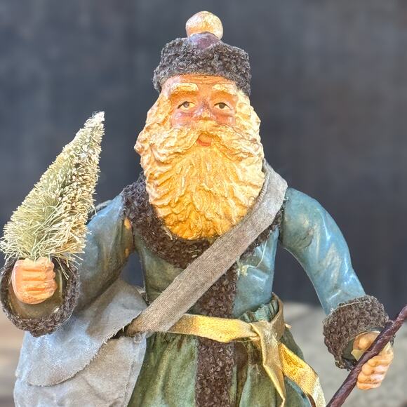Vintage Kurt Adler Santa's World Fabriche' Old World Santa w Tree Figurine, 6.5" - Picture 8 of 9